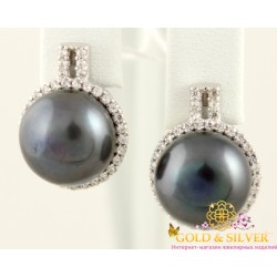 Серебряные серьги с черным жемчугом Слеза Океана 2954/9р